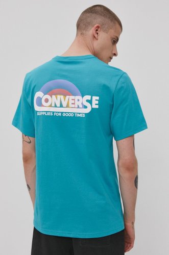 Converse tricou bărbați, culoarea turcoaz, cu imprimeu