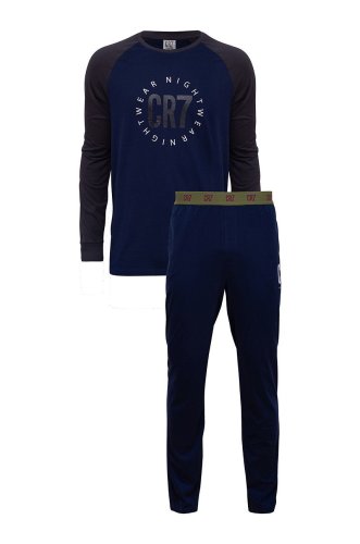 Cr7 cristiano ronaldo pijamale de bumbac culoarea albastru marin, cu imprimeu