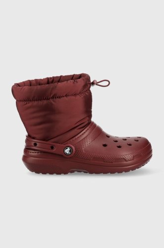 Crocs cizme de iarna classic lined neo puff boot culoarea bordo