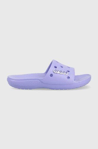 Crocs papuci classic crocs slide femei, culoarea violet
