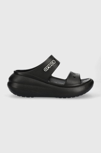 Crocs papuci classic crush sandal femei, culoarea negru, cu platforma, 207670 207670.001-001