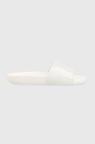 Crocs papuci splash glossy slide femei, culoarea alb, 208538