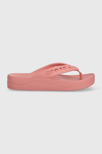 Crocs slapi baya platform flip femei, culoarea roz, cu platforma, 208395