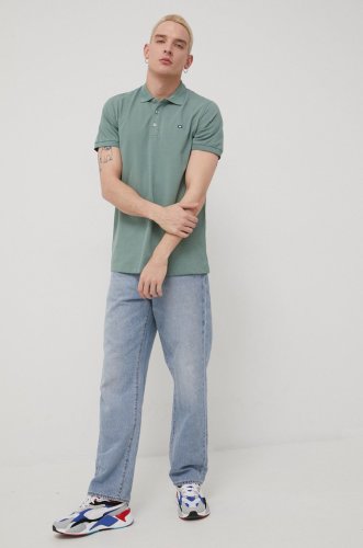 Cross jeans tricou polo barbati, culoarea verde, neted