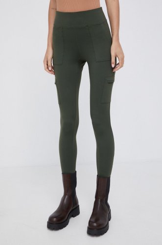 Desigual pantaloni femei, culoarea verde, material neted