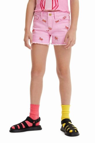 Desigual pantaloni scurti copii culoarea roz, modelator