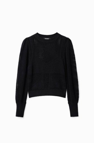 Desigual pulover de bumbac culoarea negru, light