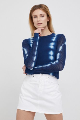 Desigual pulover femei, culoarea albastru marin, light