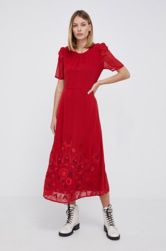 Desigual rochie culoarea rosu, midi, model drept