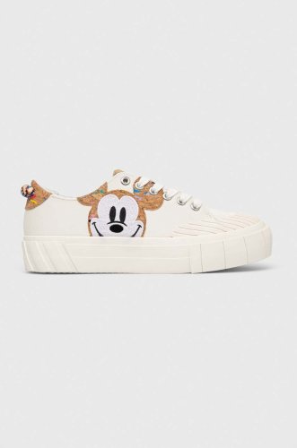 Desigual sneakers mickey cork culoarea alb, 23sskp10.1000