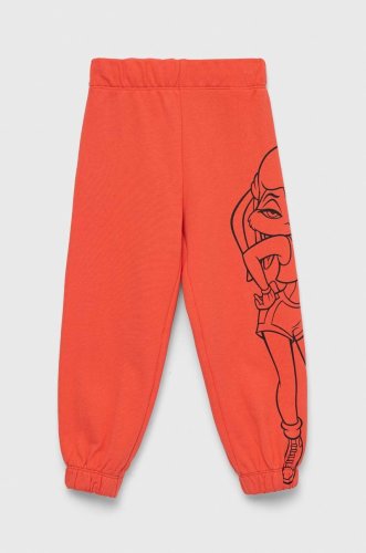 Diadora pantaloni de trening din bumbac pentru copii culoarea portocaliu, cu imprimeu