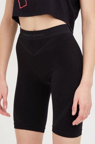 Diadora pantaloni scurți de antrenament femei, culoarea negru, neted, high waist
