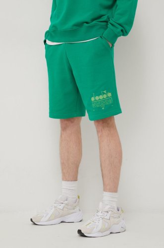 Diadora pantaloni scurti din bumbac barbati, culoarea verde