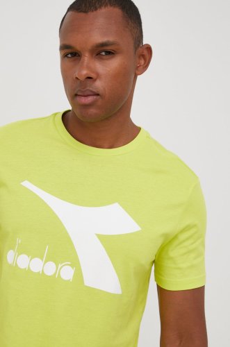 Diadora tricou din bumbac culoarea verde, cu imprimeu