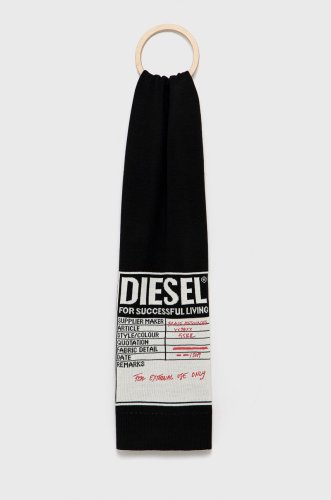 Diesel fular bărbați, culoarea negru, cu imprimeu