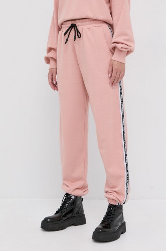 Diesel pantaloni femei, culoarea roz, cu imprimeu