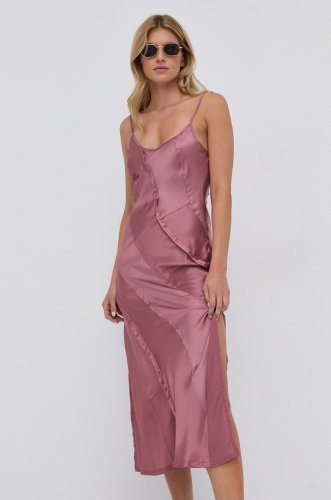 Diesel rochie din amestec de mătase culoarea roz, maxi, model drept