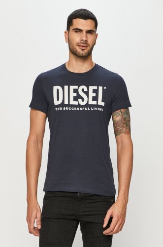 Diesel tricou bărbați, culoarea albastru marin, cu imprimeu