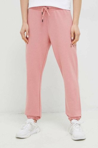 Dkny pantaloni de trening culoarea roz, cu imprimeu
