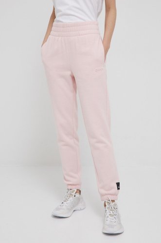 Dkny pantaloni femei, culoarea roz, neted