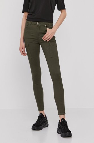 Dr. denim jeans femei, culoarea verde, medium waist