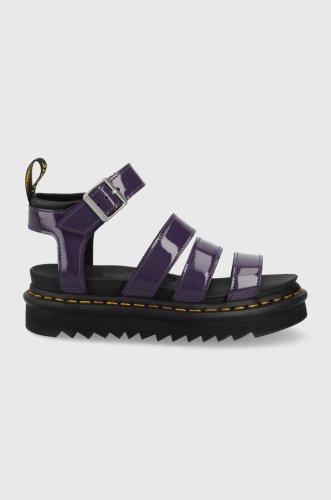Dr. martens sandale de piele femei, culoarea violet, cu platforma