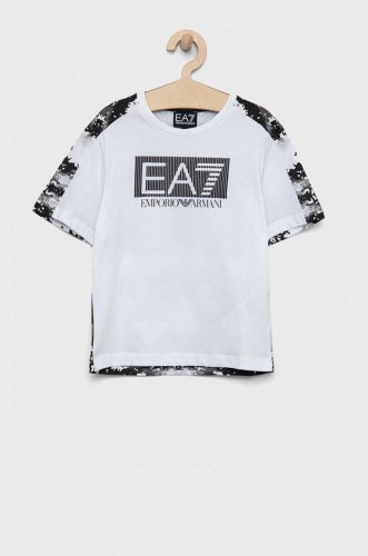 Ea7 emporio armani tricou de bumbac pentru copii culoarea alb, modelator