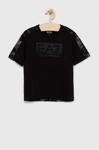 Ea7 emporio armani tricou de bumbac pentru copii culoarea negru, modelator