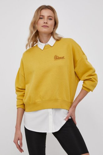 Element bluză femei, culoarea galben, cu imprimeu