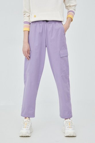 Element pantaloni femei, culoarea violet, fason cargo, high waist