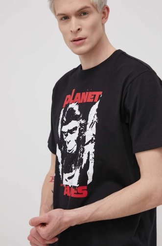 Element tricou din bumbac x planet of the apes culoarea negru, cu imprimeu