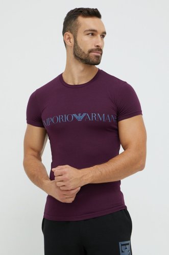 Emporio armani underwear tricou barbati, culoarea violet, cu imprimeu