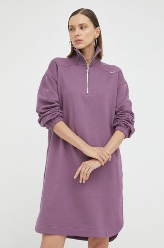 G-star raw rochie din bumbac culoarea violet, mini, oversize