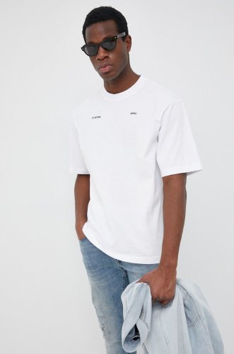 G-star raw tricou din bumbac culoarea alb, neted