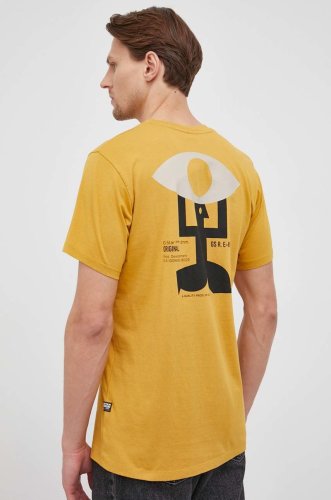 G-star raw tricou din bumbac culoarea galben, cu imprimeu