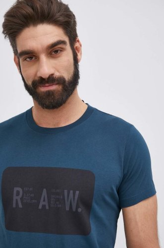 G-star raw tricou din bumbac culoarea turcoaz, cu imprimeu