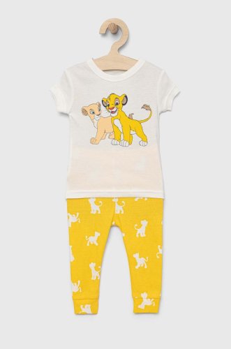 Gap pijamale de bumbac pentru copii culoarea galben, modelator