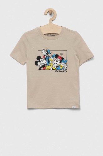 Gap tricou de bumbac pentru copii x disney culoarea bej, cu imprimeu