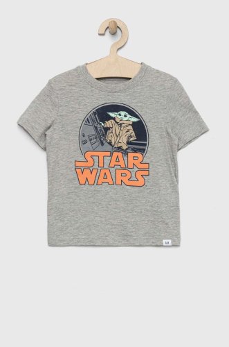Gap tricou de bumbac pentru copii x star wars culoarea gri, cu imprimeu