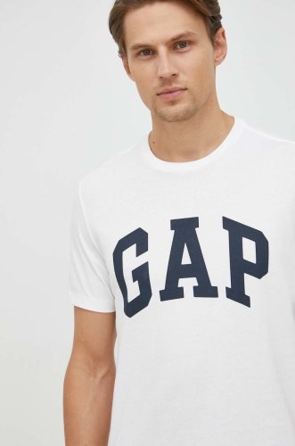 Gap tricou din bumbac 2-pack culoarea alb, cu imprimeu