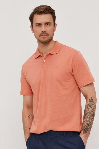 Gap tricou polo bărbați, culoarea portocaliu, material neted
