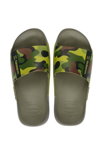 Havaianas papuci slide print barbati, culoarea verde