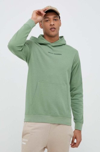 Helly hansen bluză barbati, culoarea verde, cu glugă, cu imprimeu 53924-699