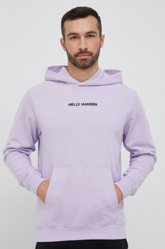Helly hansen bluză barbati, culoarea violet, cu glugă, cu imprimeu 53924-699