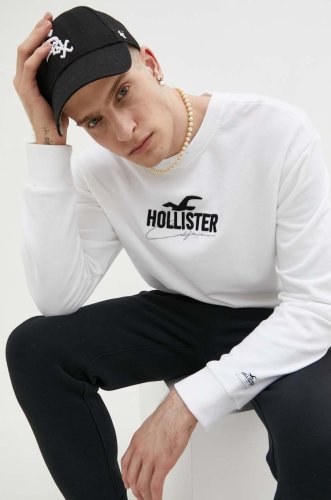 Hollister co. bluza barbati, culoarea alb, modelator