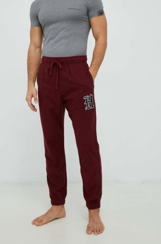 Hollister co. pantaloni de pijama barbati, culoarea bordo, cu imprimeu