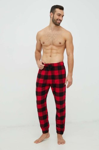 Hollister co. pantaloni de pijama barbati, culoarea rosu, modelator