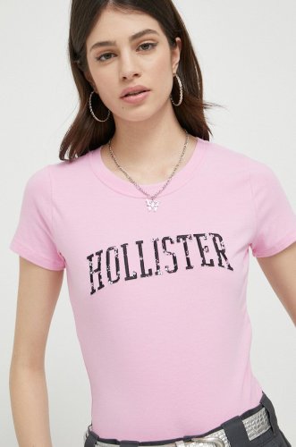 Hollister co. tricou femei, culoarea roz