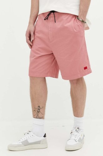 Hugo pantaloni scurti din bumbac culoarea roz