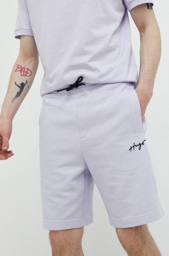 Hugo pantaloni scurti din bumbac culoarea violet